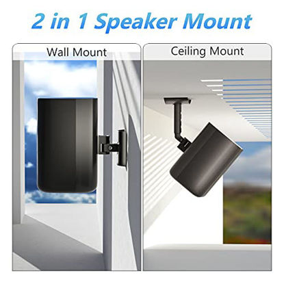 Picture of Speaker Wall Mount and Ceiling Mount for Roku Wireless Speakers, Tilt and Swivel Adjustable Wall Mount Bracket for Roku Wireless Satellite Speaker Mounting Brackets with Hardware Kit