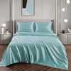 Picture of Vonty Satin Sheets Twin Silky Soft Satin Bed Sheets Aqua Satin Sheet Set, 1 Deep Pocket Fitted Sheet + 1 Flat Sheet + 1 Pillowcases