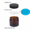 Picture of BPFY 24 Pack 2 oz Round Amber Glass Cosmetic Jars with Inner Liners and Black Lids, Travel Jars, Refillable Containers for Makeup, Cream, Lotion, Sugar Scrubs, Eye Shadow, Slime, Paint, Jewelry