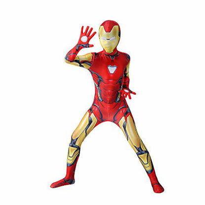 Picture of Kids Superhero Suits Halloween Cosplay Costumes 3D Style (Iron Man, Small)