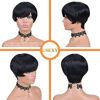 Picture of Short Human Hair Wigs Pixie Cut Wigs with Bangs Short Wigs for Women Non Lace Front Wigs Brazilian Human Hair 1# Color Full Machine Wigs