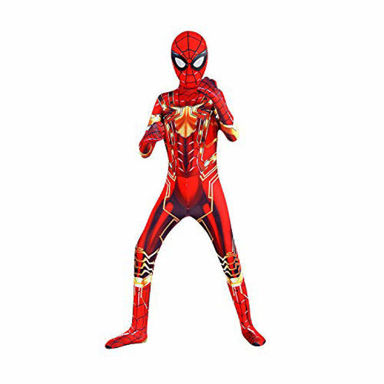 Picture of Junxi Superhero Kids Bodysuit Costumes Spandex Halloween Cosplay Costumes (Gold, 110)