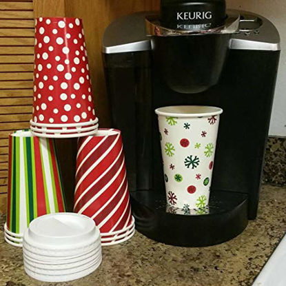 Picture of Christmas Paper Cups Disposable (Pack of 12) 16 oz With Lids - Christmas Hot Cocoa Party Supplies, Hot Chocolate Bar By 4E's Novelty