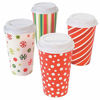 Picture of Christmas Paper Cups Disposable (Pack of 12) 16 oz With Lids - Christmas Hot Cocoa Party Supplies, Hot Chocolate Bar By 4E's Novelty