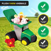 Picture of Bundaloo Plush Tractor and Farm Animals with Sounds - Plushie Play Set with Cute Talking Barn Animals in a Large Truck - Soft Stuffed Cow, Rooster, Duck & Pig - Birthday Gifts & Learning Toy for Kids