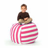 Picture of Creative QT Stuffed Animal Storage Bean Bag Chair - Stuff 'n Sit Organization for Kids Toy Storage - Large Size (33", Pink Stripe)