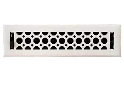 Picture of Empire Register Co, Honeycomb Design, 2x12 inch - Floor Vent Covers Size, White Finish, Metal Damper Attached, Heavy Duty Floor Register. Register Covers for Floor Application only.