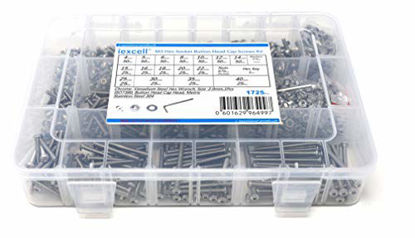 Picture of iExcell 1725 Pcs M3-P0.5 x 4/5/6/8/10/12/14/15/16/18/20/22/25/30/35/40 mm Stainless Steel 304 Hex Socket Button Head Cap Screws Bolts Nuts Washers Assortment Kit