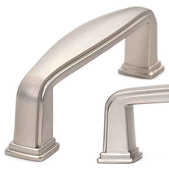 Picture of KOOFIZO Square Foot Cabinet Arch Pull - Matte Brushed Nickel Furniture Handle, 3 Inch/76mm Screw Spacing, 10-Pack for Kitchen Cupboard Door, Bedroom Dresser Drawer, Bathroom Furniture Hardware