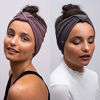 Picture of BLOM Original Headbands for Women Wear for Yoga, Fashion, Working Out, Travel or Running Multi Style Design for Hair Styling Active Living Wear Wide Turban Knotted ( Two Pack, Winter Dusk + Charcoal)