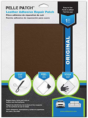 Picture of Pelle Patch - Leather & Vinyl Adhesive Repair Patch - 25 Colors Available - Original 11x16 - Medium Brown