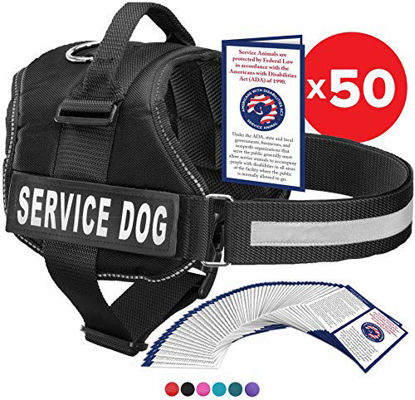 Picture of Service Dog Vest With Hook and Loop Straps and Handle - Harness is Available in 8 Sizes From XXXS to XXL - Service Dog Harness Features Reflective Patch and Comfortable Mesh Design (Black, XL)