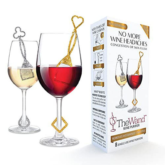 Picture of PureWine Wand Purifier Removes Histamines and Sulfites - Reduces Wine Allergies & Eliminates Headaches, Aerates Restoring Taste & Purity - Silver & Gold - Pack of 8