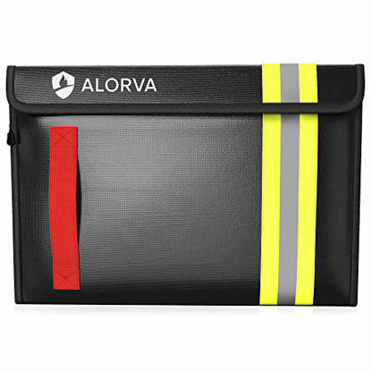 Picture of Alorva Fireproof & Water-Resistant Document Bag - 15.5 x 11 x 3-inch Pouch for Legal Documents & Valuables - Double-Layered Zippered Protection - Firefighter Designed (Black)