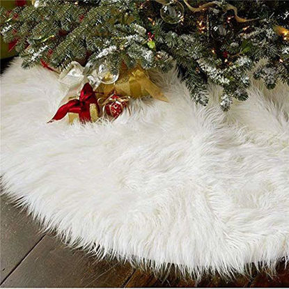 Picture of AISENO 36 Inch Christmas Tree Plush Skirt Decoration for Merry Christmas Party Faux Fur Christmas Tree Skirt Decorations