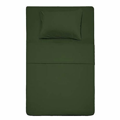 Picture of Best Season 3 Piece Bed Sheet Set (Twin Size Olive Green) 1 Flat Sheet,1 Fitted Sheet and 1 Pillow Cases,100% Brushed Microfiber 1800 Luxury Bedding,Deep Pockets,Extra Soft & Fade Resistant