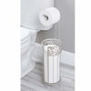 Picture of mDesign Steel Toilet Paper Roll Stand Storage Organizer and Dispenser for Bathroom, Vanity, Shelf, Cabinet Organization - Holds 3 Rolls Toilet Tissue - Arbor Collection - Satin