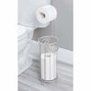 Picture of mDesign Steel Toilet Paper Roll Stand Storage Organizer and Dispenser for Bathroom, Vanity, Shelf, Cabinet Organization - Holds 3 Rolls Toilet Tissue - Arbor Collection - Satin