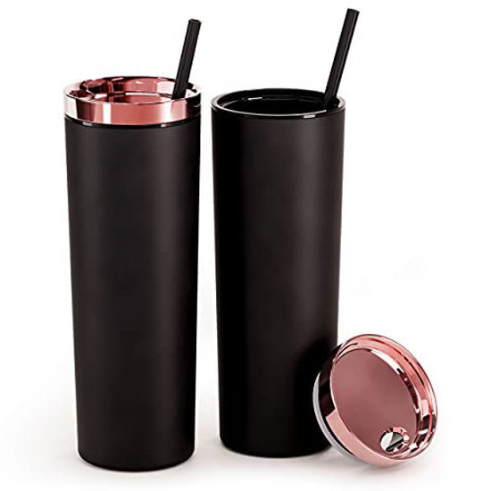 18 oz Acrylic Skinny Tumbler - Clear With Rose Gold, Clear With Gold