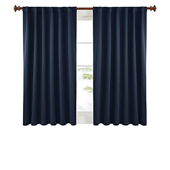 Picture of Deconovo Solid Back Tab and Rod Pocket Curtains, Blackout Curtains Thermal Insulated Drapes and Curtains for Kids Bedroom, 52x63 Inch, Navy Blue, 1 Pair