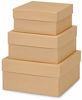 Picture of Made in USA Recycled Paper Kraft Boxes - 6.25, 7.25 & 8.25 - Nested Squared Boxes with Lids (Large Set of 3 - Natural Kraft)