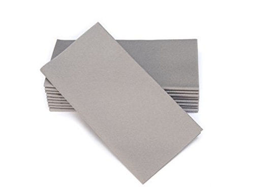 Picture of Simulinen Colored Disposable Dinner Napkins - Decorative, Linen-Feel, Elegant & Cloth-Like - Grey - Absorbent & Durable - Weddings, Parties and Holidays! - Perfect Size: 16"x16" Box of 50