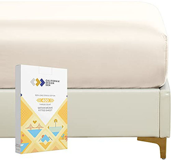 Picture of Premium Luxe Series 400 TC Cotton 1 Pc Fitted Sheet Only, Soft Lightweight and Breathable Best Bedding Sheet on Amazon - Deep Pocket Fits Low Profile Foam and Tall Mattresses (Queen Size, Ivory)