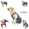 Picture of Miaododo Medium Large Dog Jeans Jumpsuit Overall for Dogs,Dog Denim Clothes Costumes for All-Purpose,Blue Vintage Washed Dog Pants Classic Jacket (32 (Chest 32.28''))