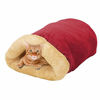 Picture of GOOPAWS 4 in 1 Self Warming Burrow Cat Bed, Pet Hideway Sleeping Cuddle Cave (Burgundy)