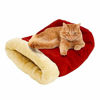 Picture of GOOPAWS 4 in 1 Self Warming Burrow Cat Bed, Pet Hideway Sleeping Cuddle Cave (Burgundy)