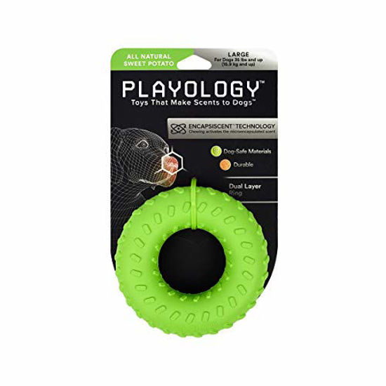 Picture of Playology - Dual Layer Ring Dog Toy - Large - Engaging All-Natural Sweet Potato Scent