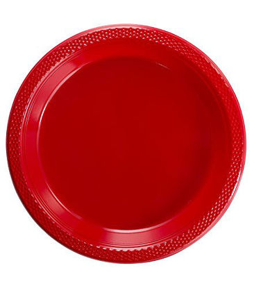 Picture of Exquisite Plastic Dessert/Salad Plates - Solid Color Disposable Plates - 100 Count (10 Inch., Red)