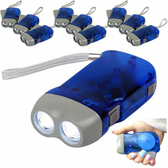 Picture of Evelots Hand Crank Flashlight-Camp-Home-Car-No Battery-LED Bright Light-Set/12