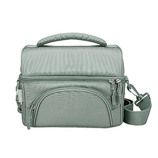 Picture of Bentgo Deluxe Lunch Bag - Durable and Insulated Lunch Tote with Zippered Outer Pocket, Internal Mesh Pocket, Padded and Adjustable Straps, & 2-Way Zippers - Fits All Bentgo Lunch Boxes (Khaki Green)