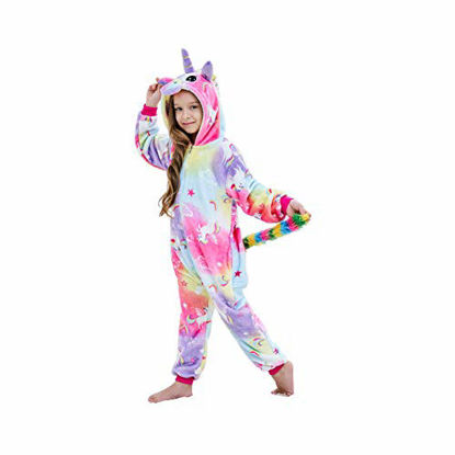 Picture of Unicorn Onesie Girls Boys Halloween Costumes Coloful Cloud Unicorn Animal Pajama For Christmas (6-8 Years)