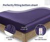 Picture of Queen Size Fitted Sheet Cotton Soft, 100% Cotton, 400 Sateen, No Pop-Off Elastic, Deep Pocket, Durable Fitted Sheet with Head & Foot Tags (Queen, Dark Purple)