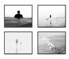 Picture of Black and White Surfing Photography Photographic Prints, Set of 4, Unframed, Surf surfboard Wall Art Decor Poster Sign, 8x10 Inches