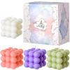 Picture of ACITHGL Bubble Candle - Cube Soy Wax Candles, Home Decor Candle, Scented Candle Set 4 Pieces, Home Use and Gifting (White+Green+Pink+Purple)