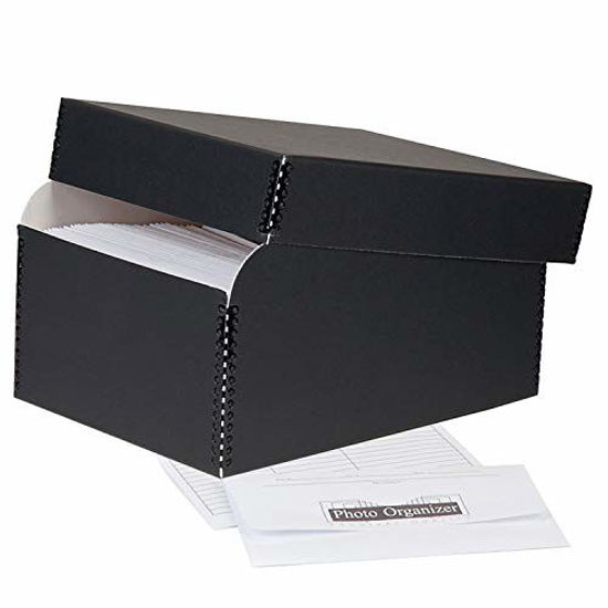 Picture of Lineco Black Photo File with 12 Acid-Free Envelopes, Holds Up to 1000 3.5" x 5", or 4" x 6" Photos for Protecting and Organzing Photos, Documents. Metal Edges, Acid and Lignin-Free.