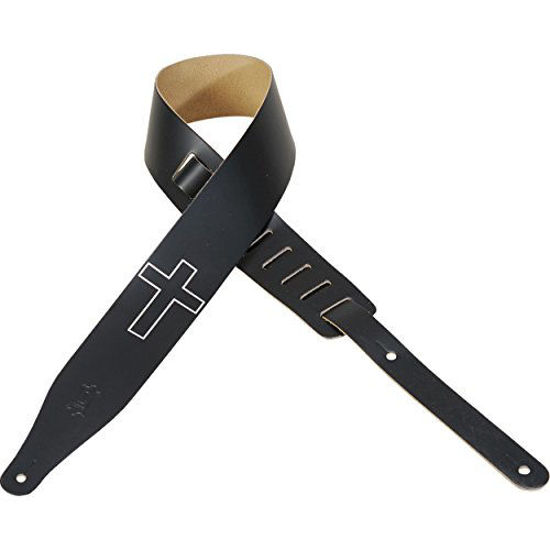 Picture of Levy's Leathers M17CHC-BLK 2.5" Genuine Leather Guitar Strap with Embossed Cross, Black