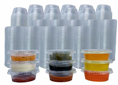 Picture of Reli. Condiment Cups with Lids, 1.5 oz (500 Sets, Bulk) Jello Shot Cups/Plastic Disposable Portion Cups (1 oz - 1.5 oz Capacity) Portion/Souffle Cups 1 oz for Condiments, Bulk