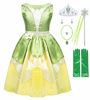 Picture of Cotrio Green Fairy Tale Fancy Dresses Girls Birthday Party Princess Frog Dress Toddler Kids Halloween Costume Outfits with Accessories Role Play Clothes Size 6 (5-6 Years, Green)