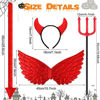 Picture of Skylety Halloween Devil Costume Set Red Demo Costume Accessories Kit Including Red Devil Wing Horn Headband Red Pitchfork and Devil Tail for Halloween Party