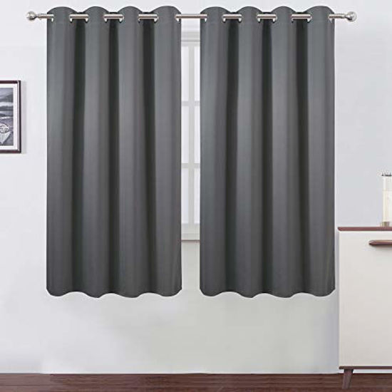 Picture of LEMOMO Frost Grey Bedroom Blackout Curtains/52 x 63 Inch Long/Set of 2 Curtain Panels/Thermal Insulated Room Darkening Curtains for Bedroom