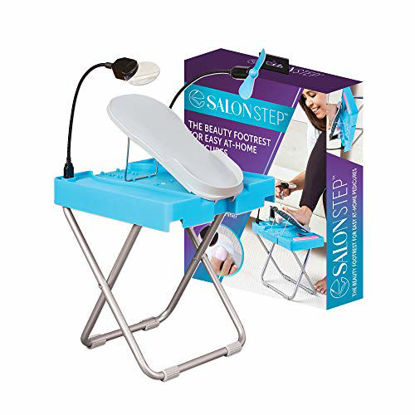 Picture of Salon Step The Beauty Footrest for Easy At-Home Pedicures, Treat Your Feet, No More Bending or Stretching with LED Magnifier, Drying Fan, Adjustable Foot Rest, Non-Slip Sturdy Legs & Built-In Storage