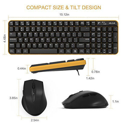 Picture of Wireless Keyboard and Mouse - Jelly Comb K025 Compact 2.4Ghz Wireless Keyboard Mouse - Keyboard and Mouse Combo- Compatible with PC Laptop Windows 7/8/10-Updated (Black and Yellow)