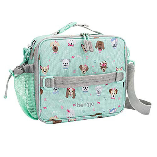 Picture of Bentgo Kids Prints Lunch Bag - Double Insulated, Durable, Water-Resistant Fabric with Interior and Exterior Zippered Pockets and External Bottle Holder- Ideal for Children of All Ages (Puppy Love)