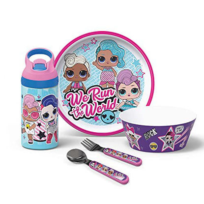 Picture of Zak Designs L.O.L. Surprise! Series Kids Plate, Bowl, Water Bottle & Flatware Set, Series 1-3 Characters, 5-piece set