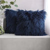 Picture of Phantoscope Pack of 2 Faux Fur Throw Pillow Covers Cushion Covers Luxury Soft Decorative Pillowcase Fuzzy Pillow Covers for Bed/Couch,Navy Blue 20 x 20 Inches