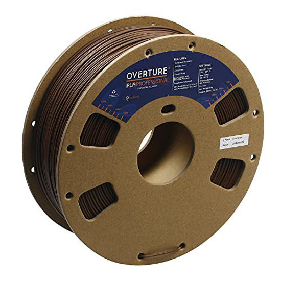 Picture of OVERTURE PLA Plus (PLA+) Filament 1.75mm PLA Professional Toughness Enhanced PLA Roll, Cardboard Spool, Premium PLA 1kg(2.2lbs), Dimensional Accuracy 99% Probability +/- 0.03mm (Chocolate)